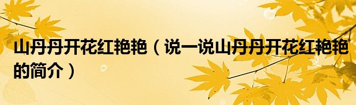 山丹丹开花红艳艳（说一说山丹丹开花红艳艳的简介）