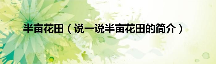 半亩花田（说一说半亩花田的简介）