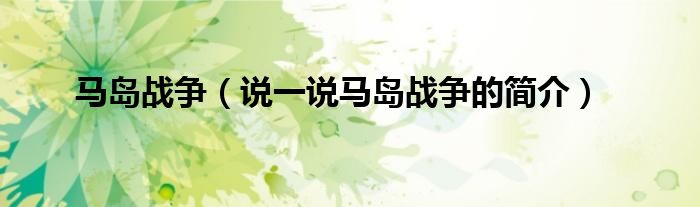 马岛战争（说一说马岛战争的简介）