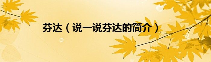 芬达（说一说芬达的简介）