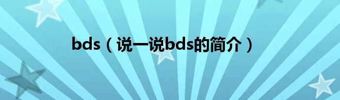 bds（说一说bds的简介）