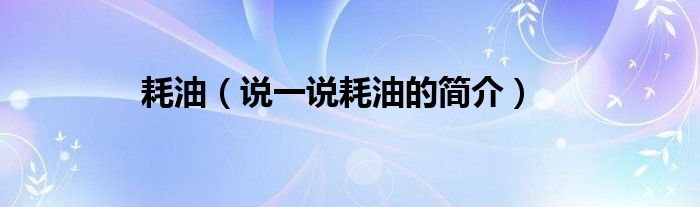 耗油（说一说耗油的简介）