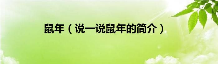 鼠年（说一说鼠年的简介）
