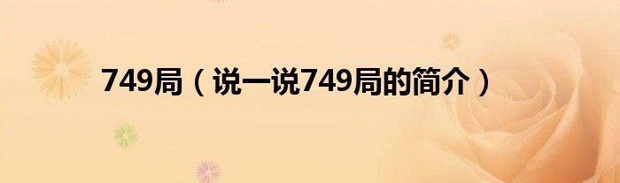749局（说一说749局的简介）