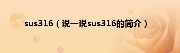sus316（说一说sus316的简介）