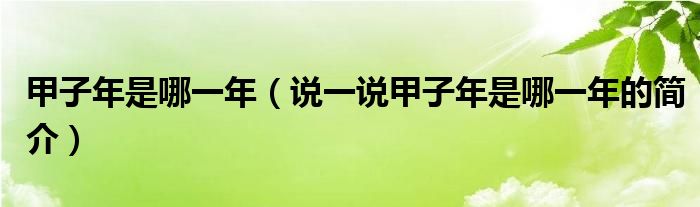 甲子年是哪一年（说一说甲子年是哪一年的简介）