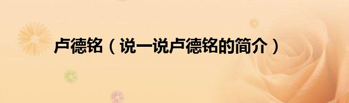 卢德铭（说一说卢德铭的简介）