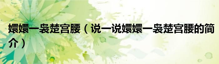 嬛嬛一袅楚宫腰（说一说嬛嬛一袅楚宫腰的简介）