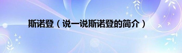 斯诺登（说一说斯诺登的简介）