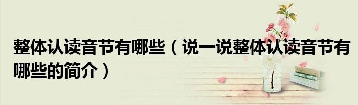整体认读音节有哪些（说一说整体认读音节有哪些的简介）
