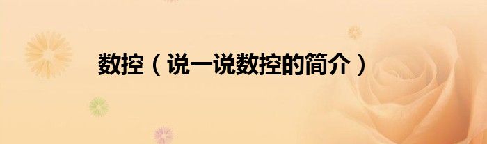 数控（说一说数控的简介）