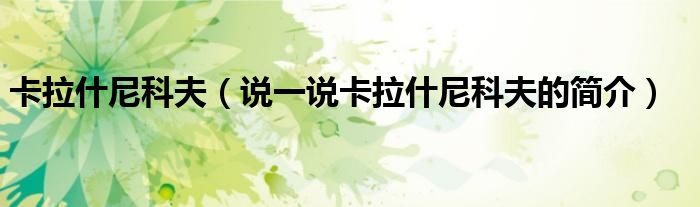 卡拉什尼科夫（说一说卡拉什尼科夫的简介）