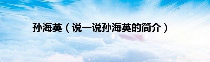 孙海英（说一说孙海英的简介）