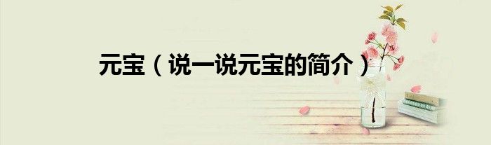 元宝（说一说元宝的简介）