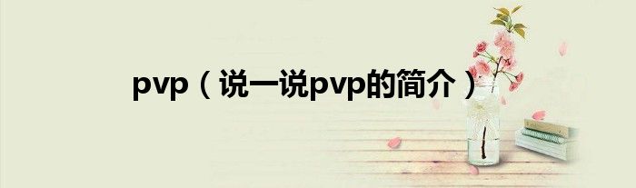 pvp（说一说pvp的简介）