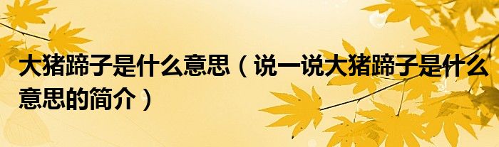大猪蹄子是什么意思（说一说大猪蹄子是什么意思的简介）