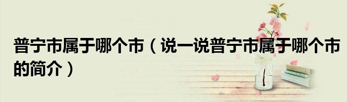 普宁市属于哪个市（说一说普宁市属于哪个市的简介）
