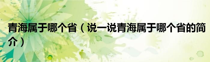 青海属于哪个省（说一说青海属于哪个省的简介）