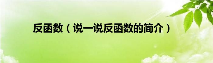 反函数（说一说反函数的简介）