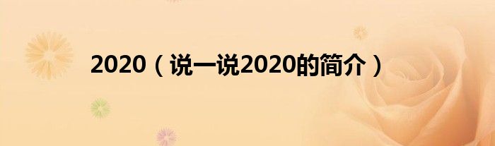 2020（说一说2020的简介）