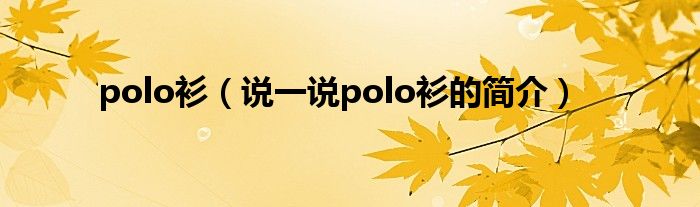 polo衫（说一说polo衫的简介）