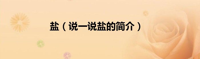 盐（说一说盐的简介）
