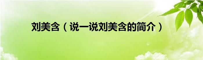 刘美含（说一说刘美含的简介）