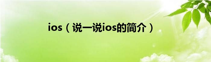 ios（说一说ios的简介）