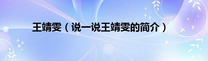 王靖雯（说一说王靖雯的简介）