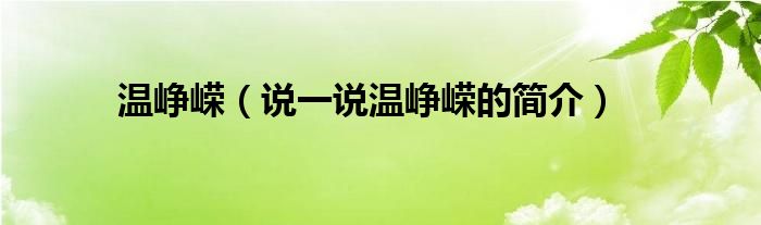 温峥嵘（说一说温峥嵘的简介）