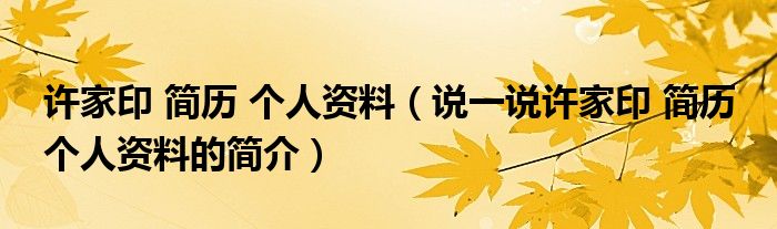许家印 简历 个人资料（说一说许家印 简历 个人资料的简介）