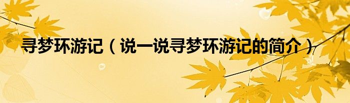 寻梦环游记（说一说寻梦环游记的简介）