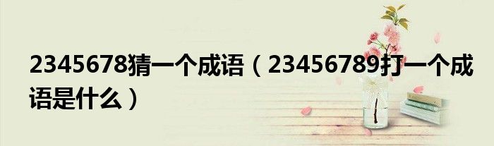 2345678猜一个成语（23456789打一个成语是什么）