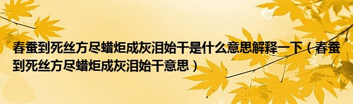 春蚕到死丝方尽蜡炬成灰泪始干是什么意思解释一下（春蚕到死丝方尽蜡炬成灰泪始干意思）