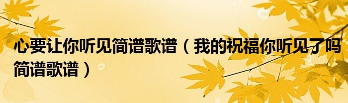 心要让你听见简谱歌谱（我的祝福你听见了吗简谱歌谱）