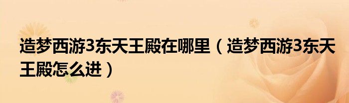 造梦西游3东天王殿在哪里（造梦西游3东天王殿怎么进）