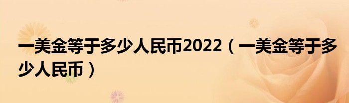 一美金等于多少人民币2022（一美金等于多少人民币）