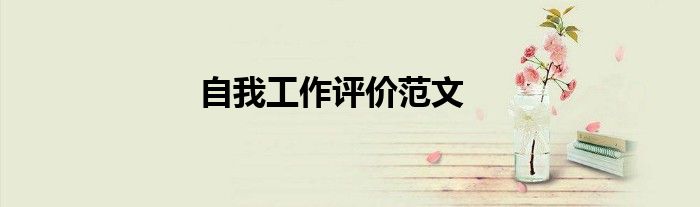 自我工作评价范文