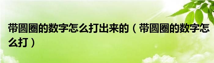 带圆圈的数字怎么打出来的（带圆圈的数字怎么打）