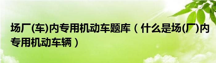 场厂(车)内专用机动车题库（什么是场(厂)内专用机动车辆）