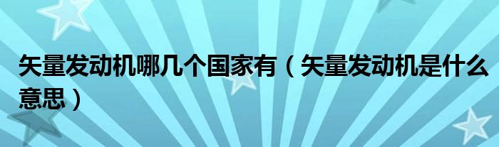 矢量发动机哪几个国家有（矢量发动机是什么意思）