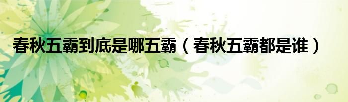 春秋五霸到底是哪五霸（春秋五霸都是谁）