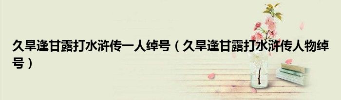 久旱逢甘露打水浒传一人绰号（久旱逢甘露打水浒传人物绰号）