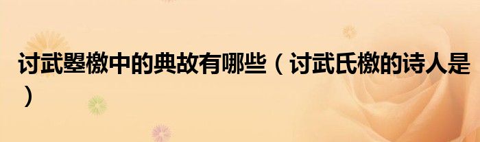 讨武曌檄中的典故有哪些（讨武氏檄的诗人是）