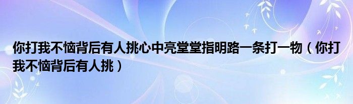 你打我不恼背后有人挑心中亮堂堂指明路一条打一物（你打我不恼背后有人挑）