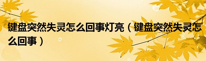 键盘突然失灵怎么回事灯亮（键盘突然失灵怎么回事）
