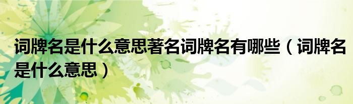 词牌名是什么意思著名词牌名有哪些（词牌名是什么意思）