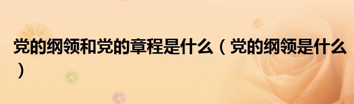 党的纲领和党的章程是什么（党的纲领是什么）