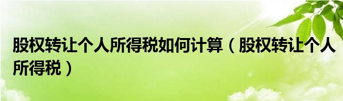 股权转让个人所得税如何计算（股权转让个人所得税）