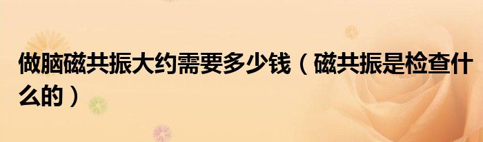 做脑磁共振大约需要多少钱（磁共振是检查什么的）